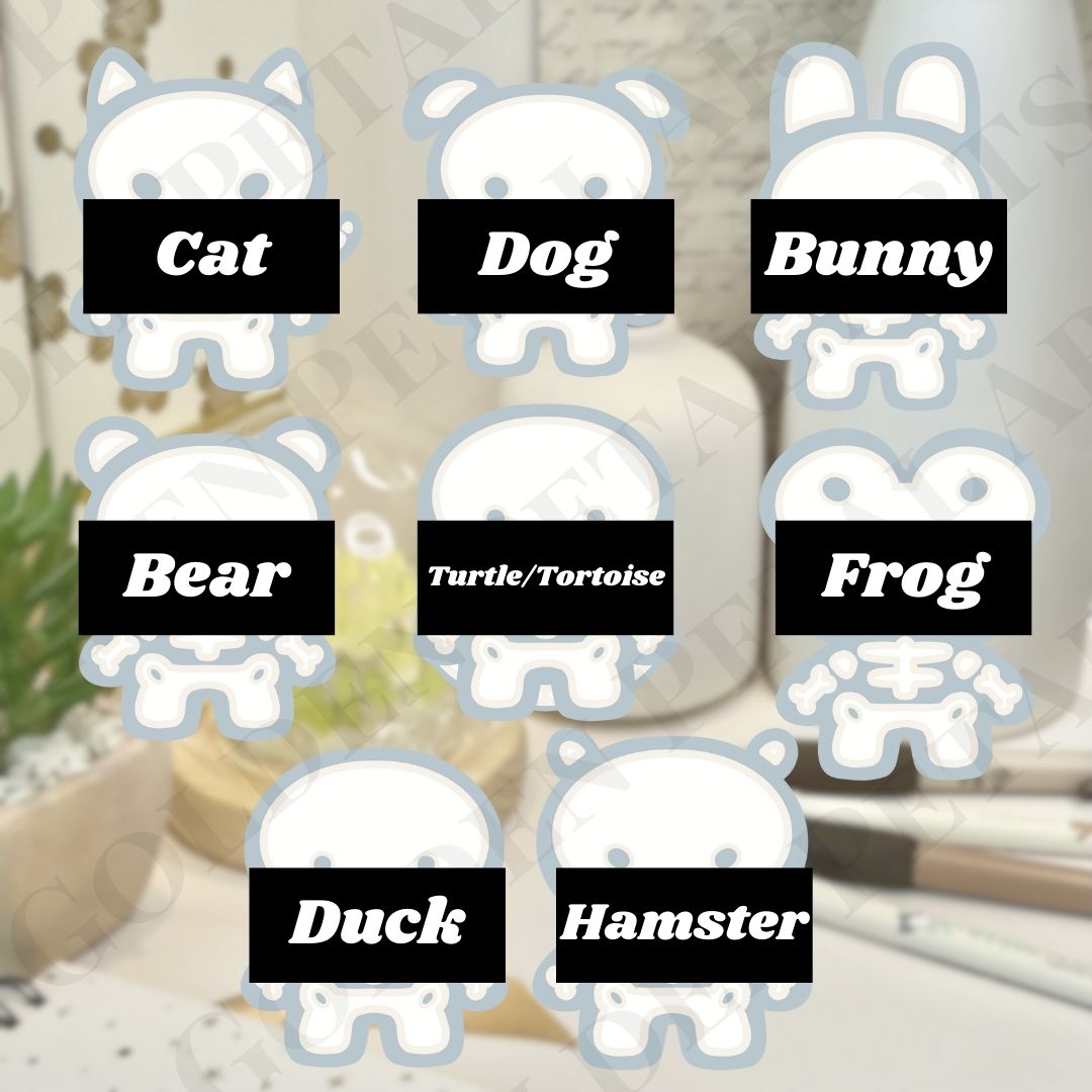 Cute Animal Friends Skeletons Blue X-Ray