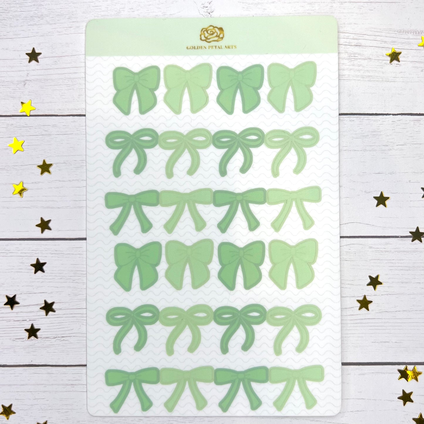 Green Coquette Bows Sticker Sheet (1 pc)