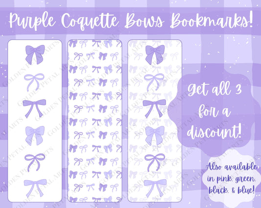 Coquette Bows Bookmark - Purple