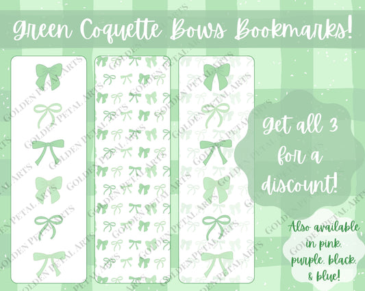 Coquette Bows Bookmark - Green