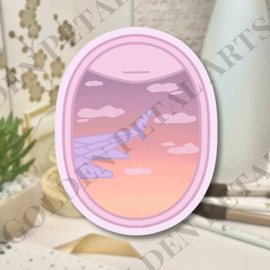 Pastel Sunrise Plane Window Sticker