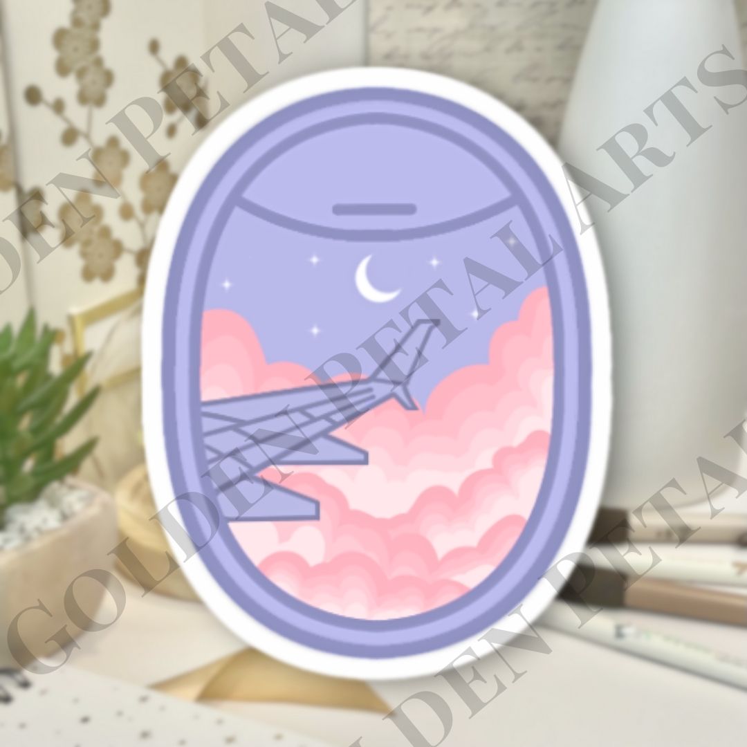 Periwinkle Rose Sky Plane Window Sticker