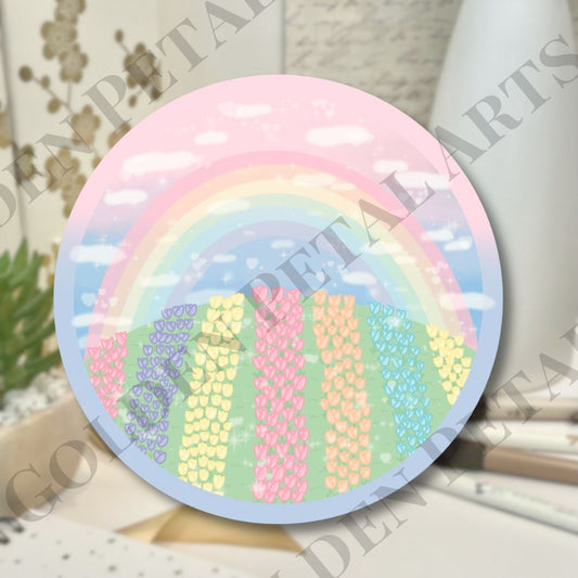 Spring Tulips and Rainbow - Glossy & Holographic Sticker