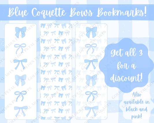 Coquette Bows Bookmark - Blue