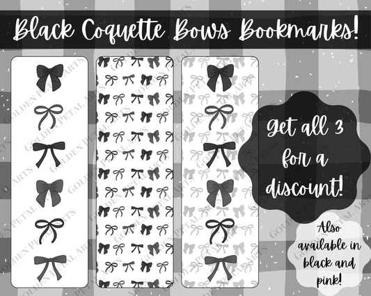 Coquette Bows Bookmark - Black