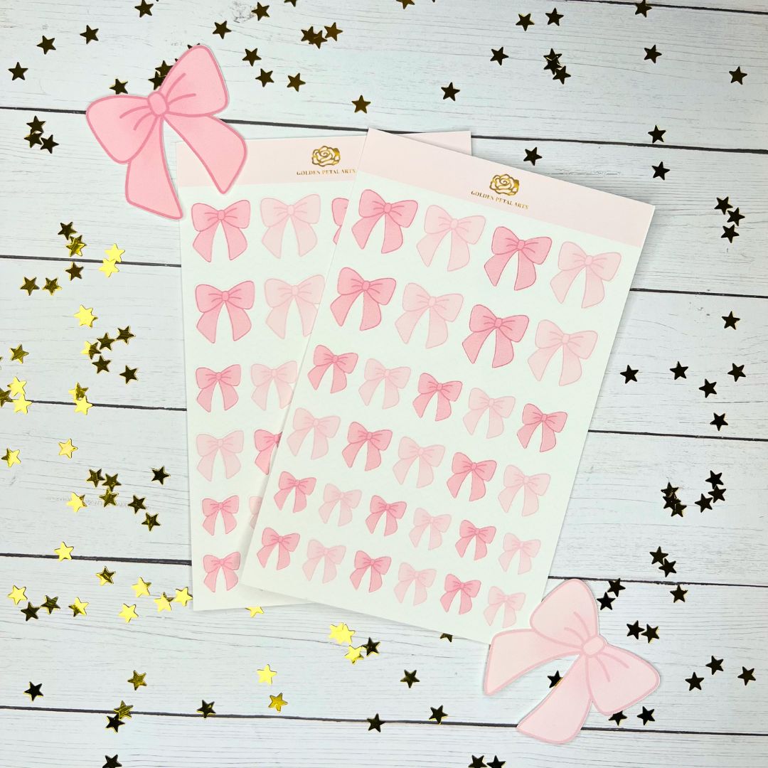 Pink Coquette Bow Style 1 Sticker Sheet (1 pc)