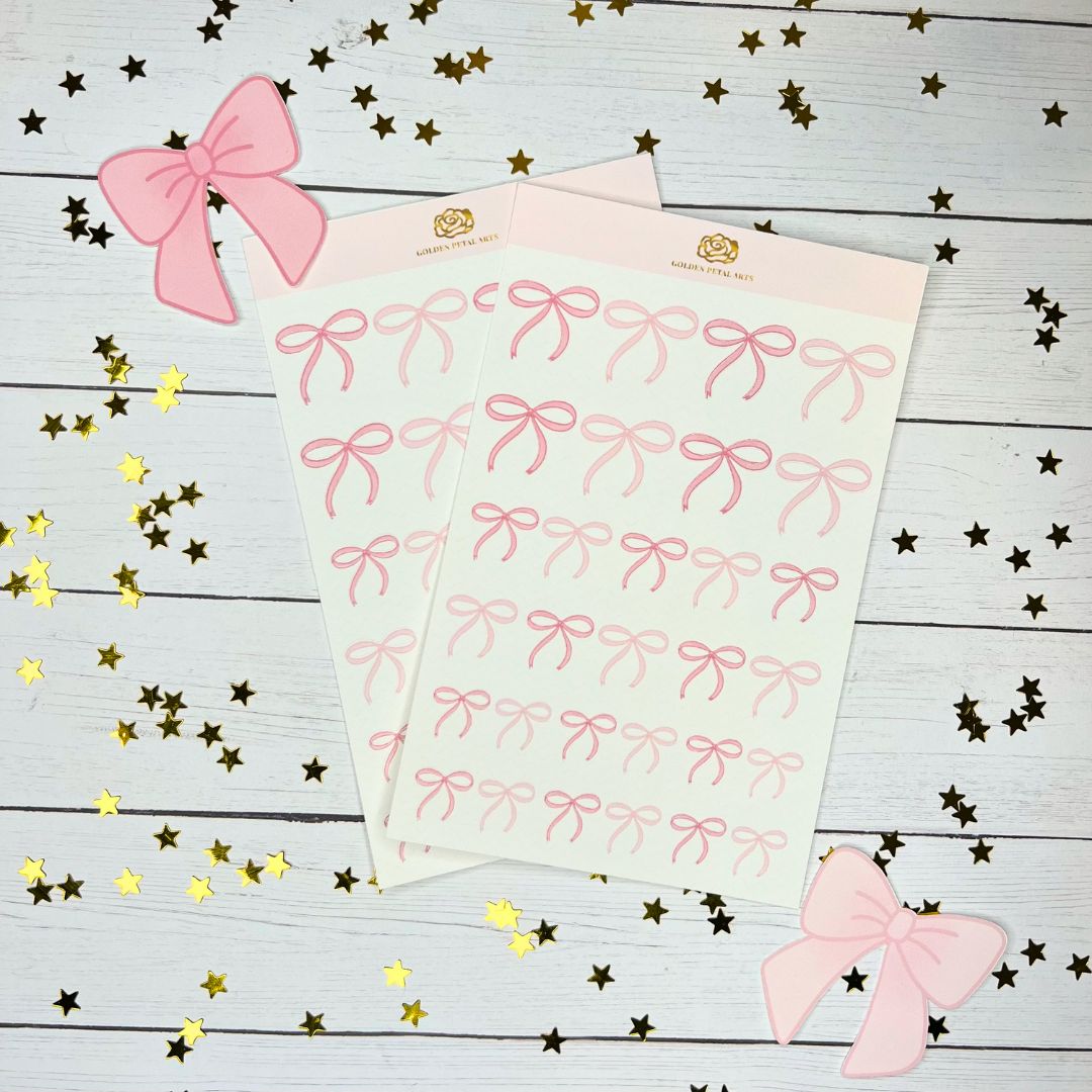 Pink Coquette Bow Style 2 Sticker Sheet (1 pc)