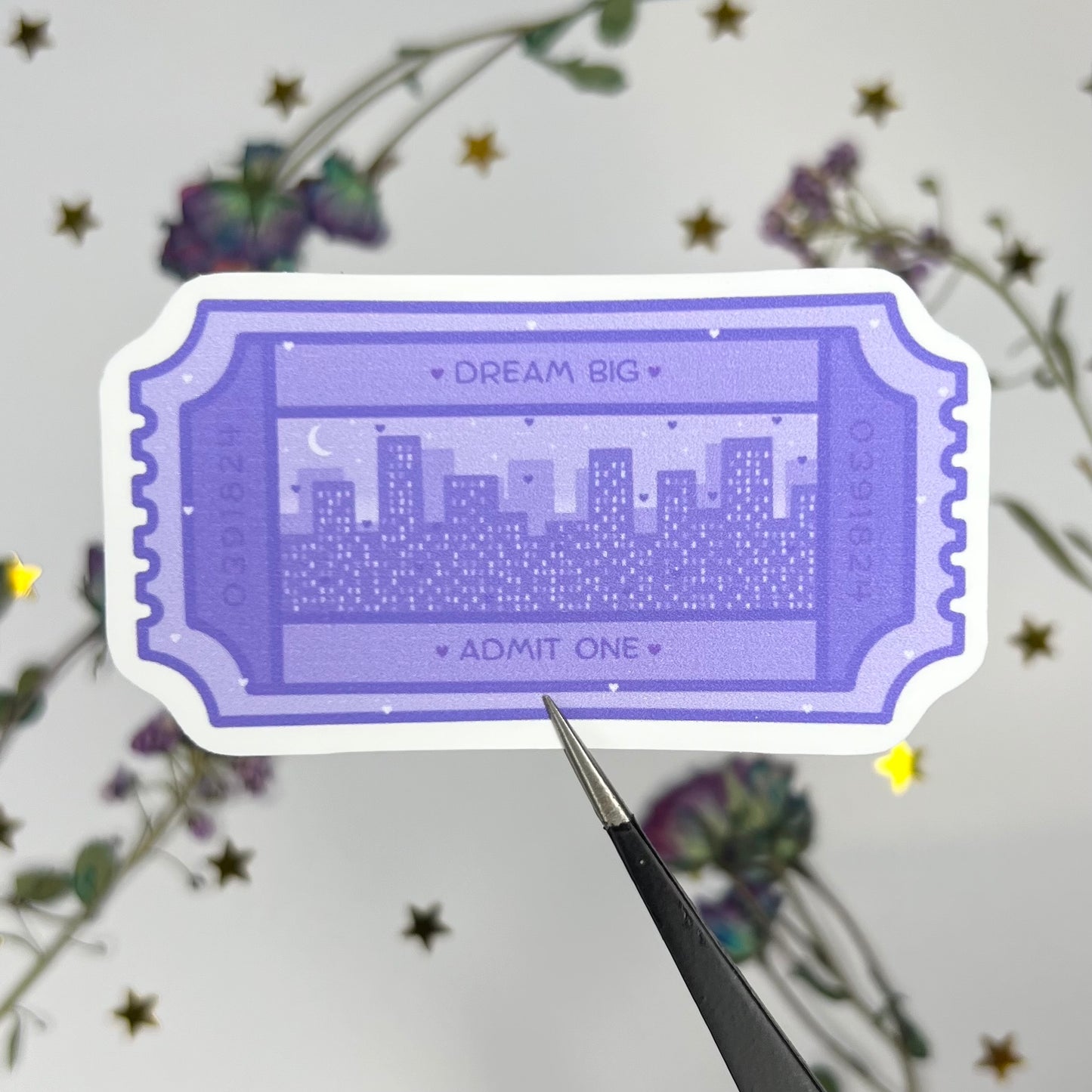 City Night Lights Dream Big Ticket Sticker