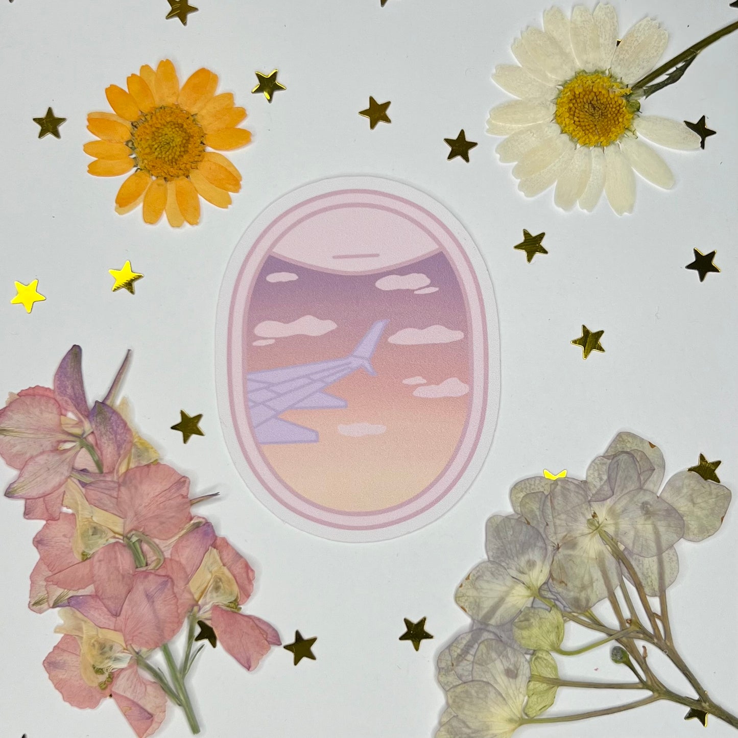 Pastel Sunrise Plane Window Sticker