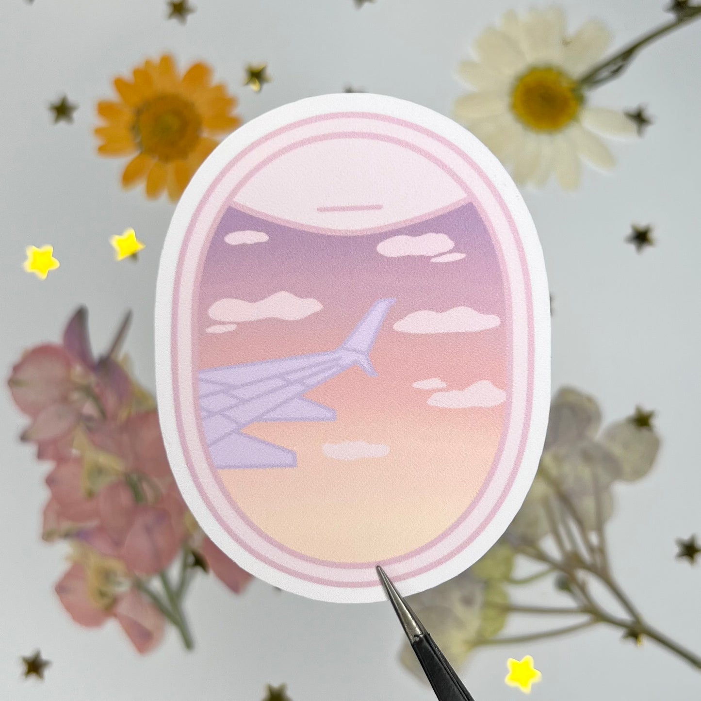 Pastel Sunrise Plane Window Sticker