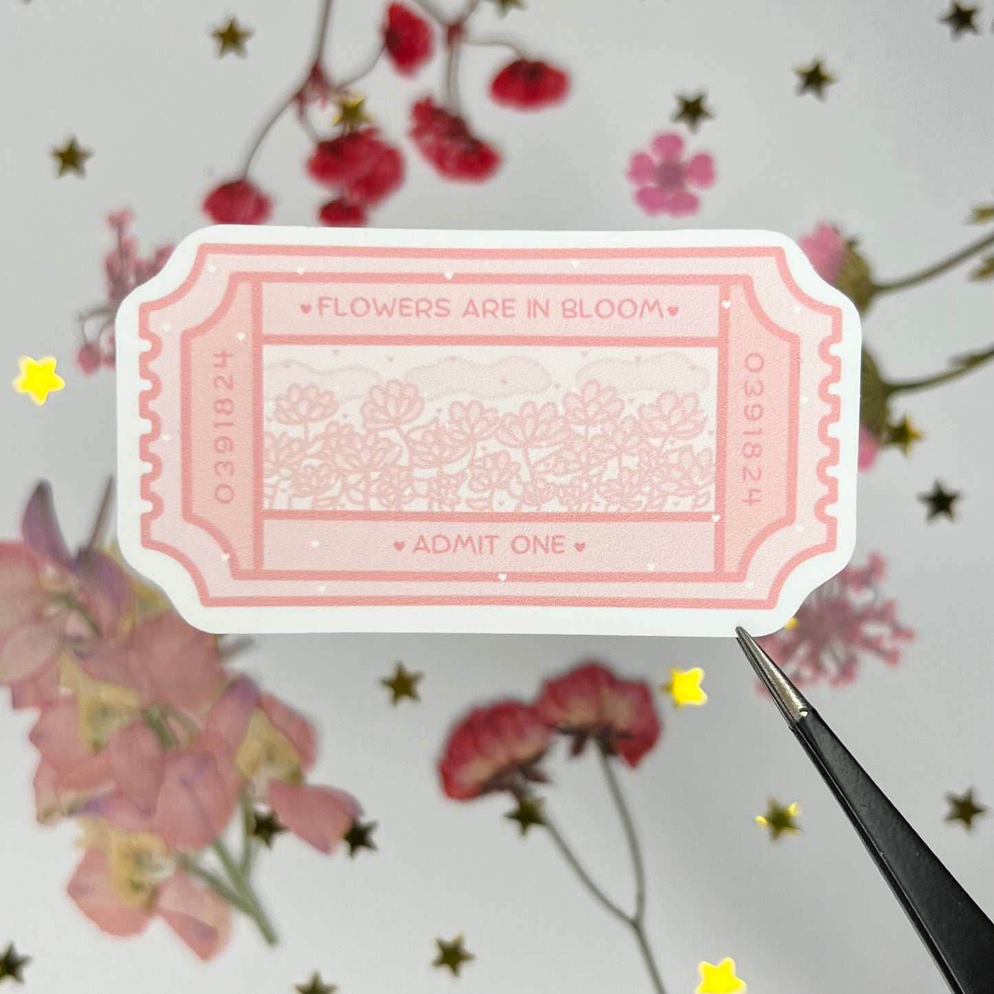 Flowers are in Bloom Ticket Sticker