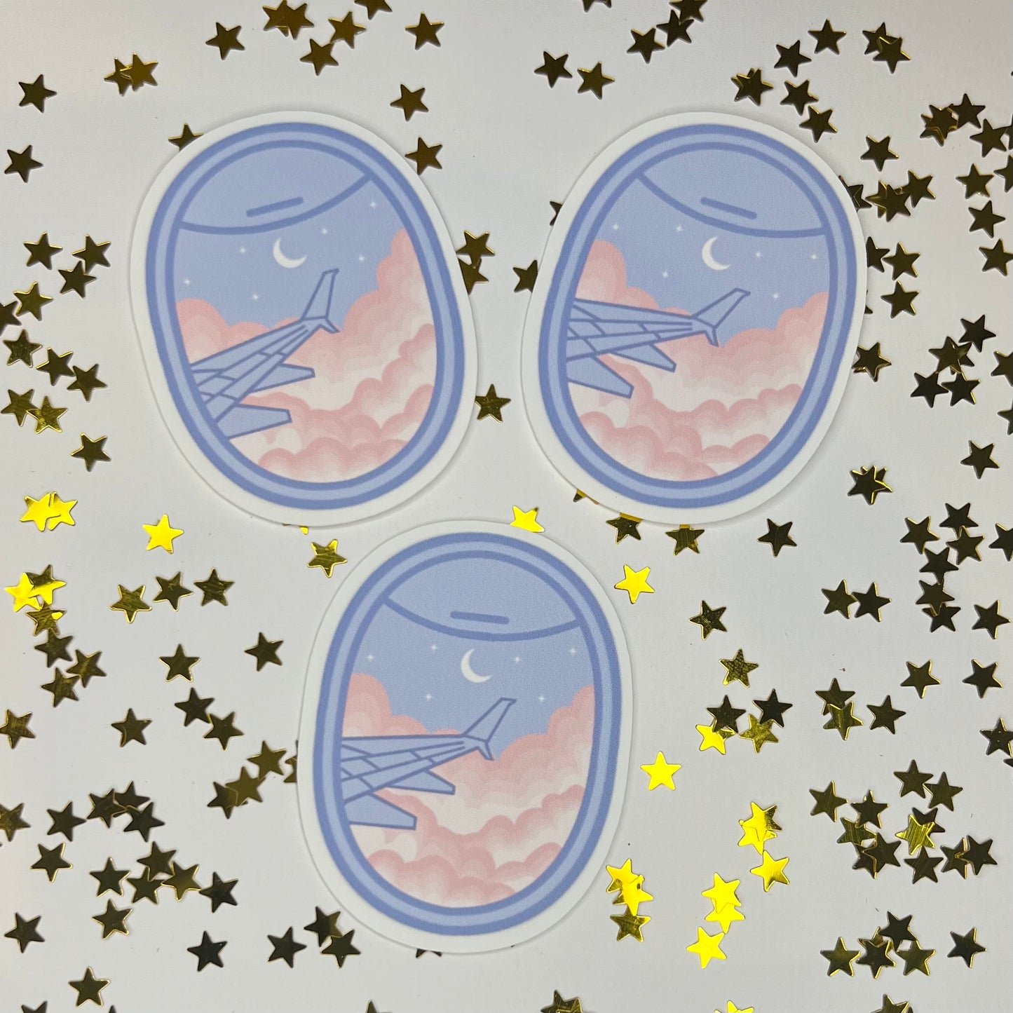 Periwinkle Rose Sky Plane Window Sticker