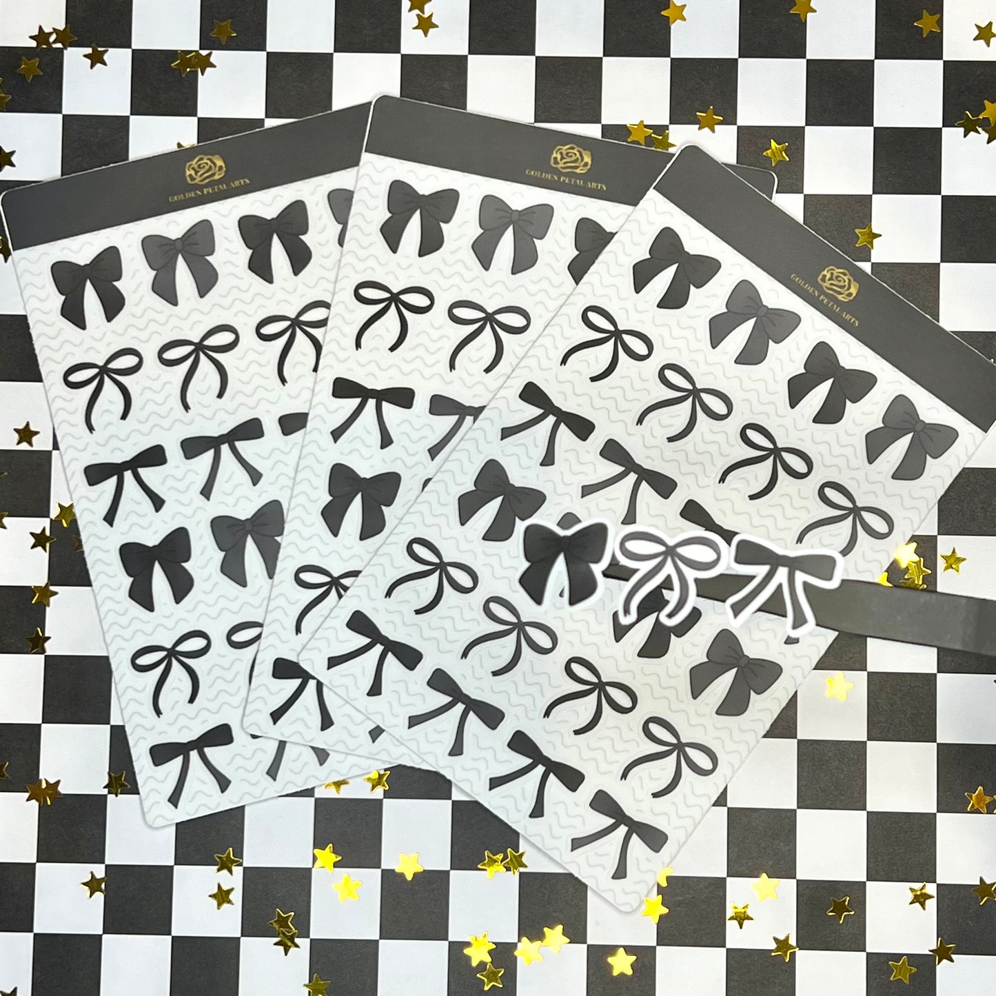 Dark Coquette Bows w/ White Borders Sticker Sheet (1 pc)