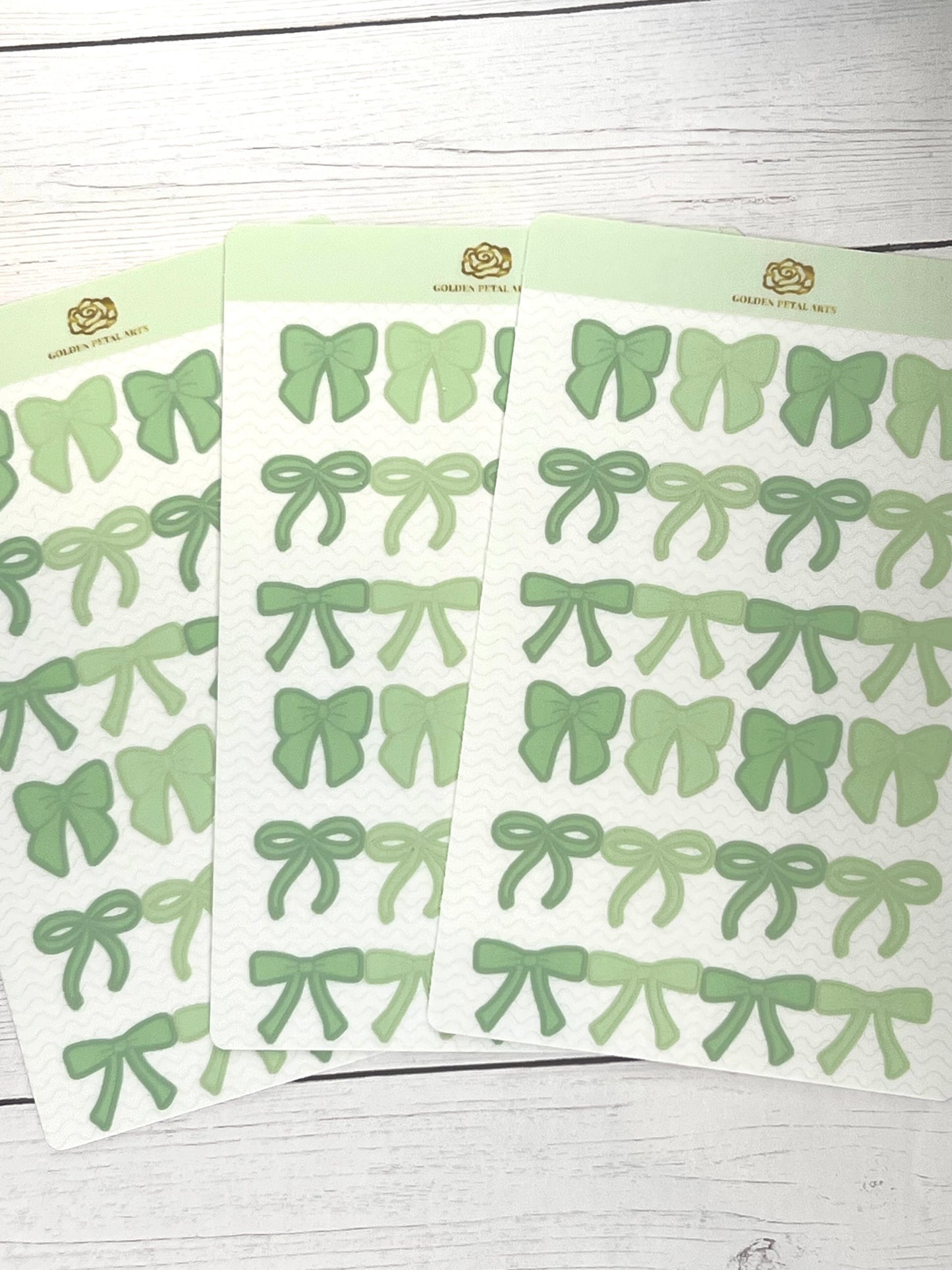 Green Coquette Bows Sticker Sheet (1 pc)