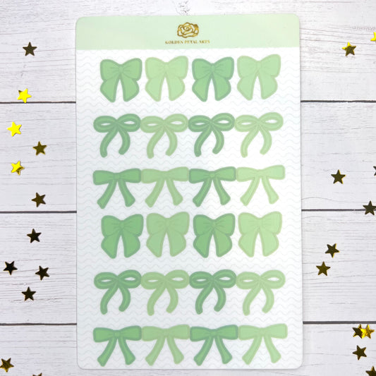 Green Coquette Bows Sticker Sheet (1 pc)