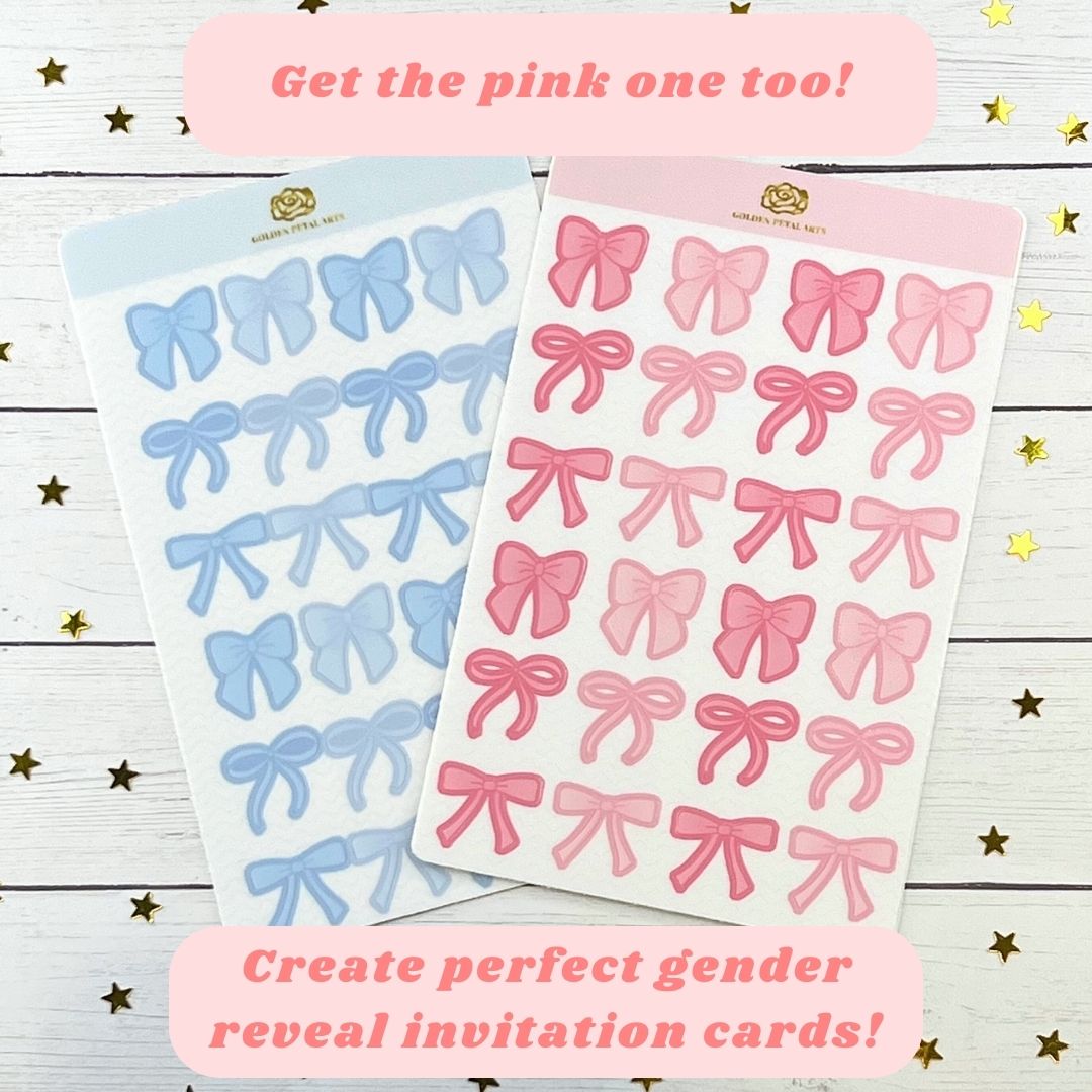 Blue Coquette Bows Sticker Sheet (1 pc)