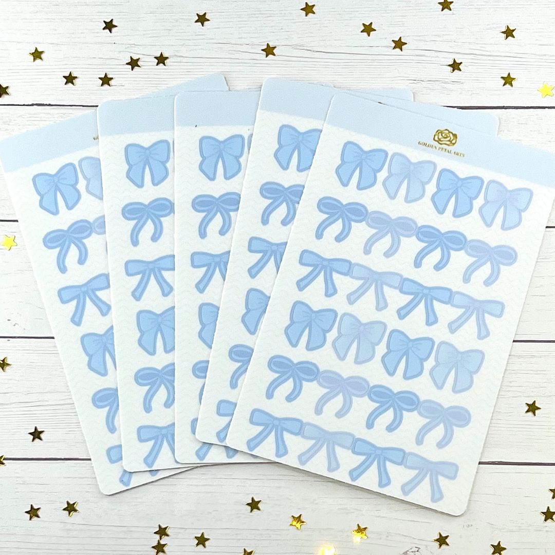 Blue Coquette Bows Sticker Sheet (1 pc)