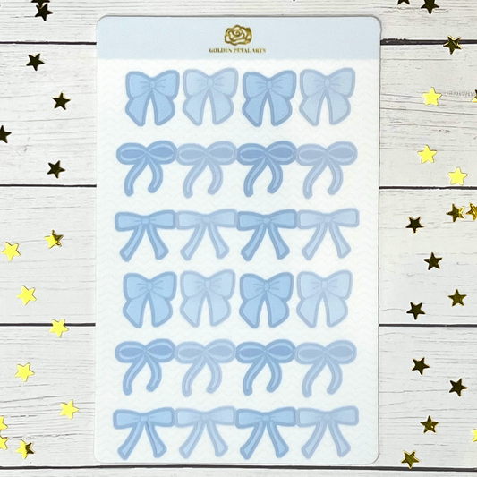 Blue Coquette Bows Sticker Sheet (1 pc)